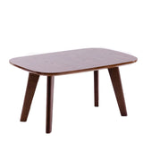 Contemporary Natural Rubberwood Oval Small Writing Desk Image - 6