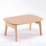 Contemporary Natural Rubberwood Oval Small Writing Desk Image - 7