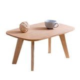 Contemporary Natural Rubberwood Oval Small Writing Desk Image - 8