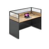 Contemporary Natural Wood Workstation Computer Desk Image - 11