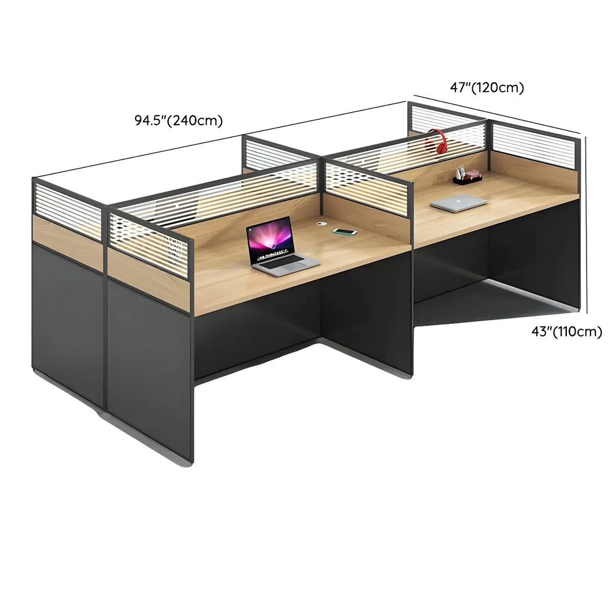 Contemporary Natural Wood Workstation Computer Desk 