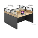 Contemporary Natural Wood Workstation Computer Desk Image - 15