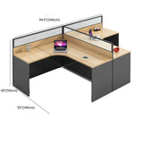 Contemporary Natural Wood Workstation Computer Desk Image - 17