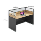 Contemporary Natural Wood Workstation Computer Desk Image - 18