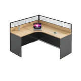 Contemporary Natural Wood Workstation Computer Desk Image - 7