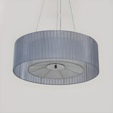 Contemporary Nordic Round White Drum Fabric Chandelier Image - 4