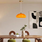 Contemporary Orange Pumpkin Glass Dome Pendant Light Image - 2