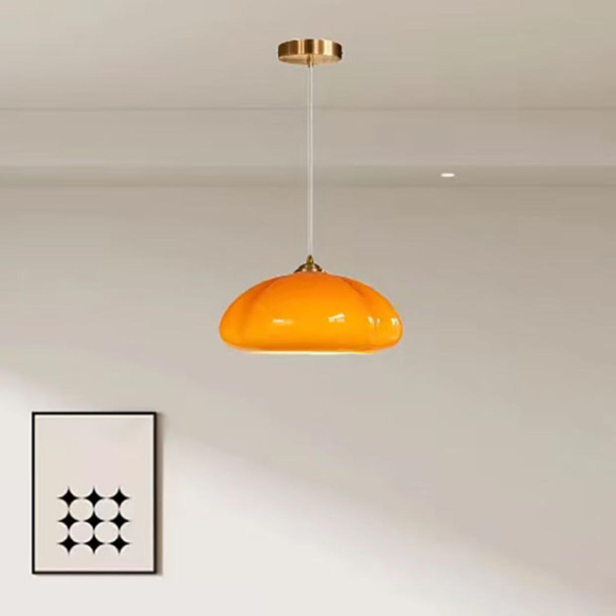 Contemporary Orange Pumpkin Glass Dome Pendant Light Image - 3