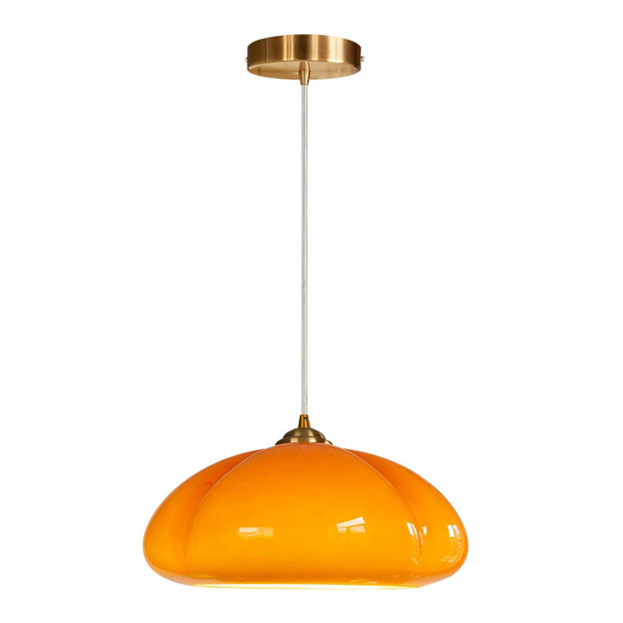 Contemporary Orange Pumpkin Glass Dome Pendant Light Image - 5