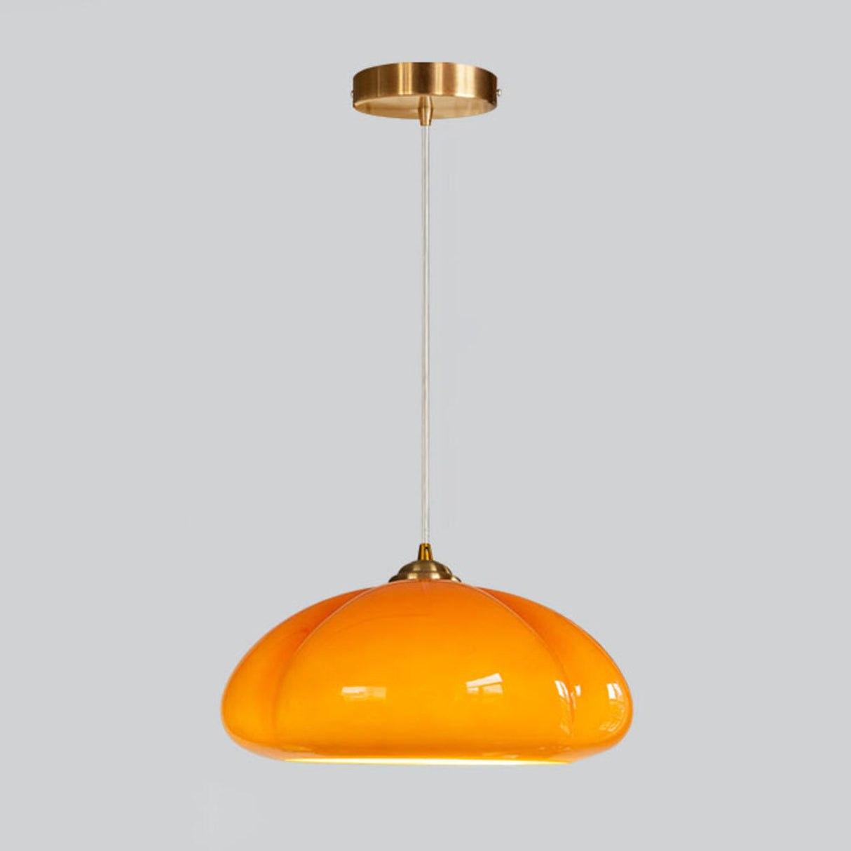 Contemporary Orange Pumpkin Glass Dome Pendant Light Image - 7