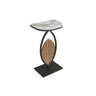 Contemporary Oval Base Metal Black Stone Top Plant Stand Image - 5