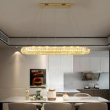 Luxury Gold Oval Crystal Island Chandelier Light Image - 10