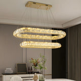 Luxury Gold Oval Crystal Island Chandelier Light Image - 3