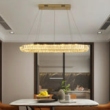 Luxury Gold Oval Crystal Island Chandelier Light Image - 4