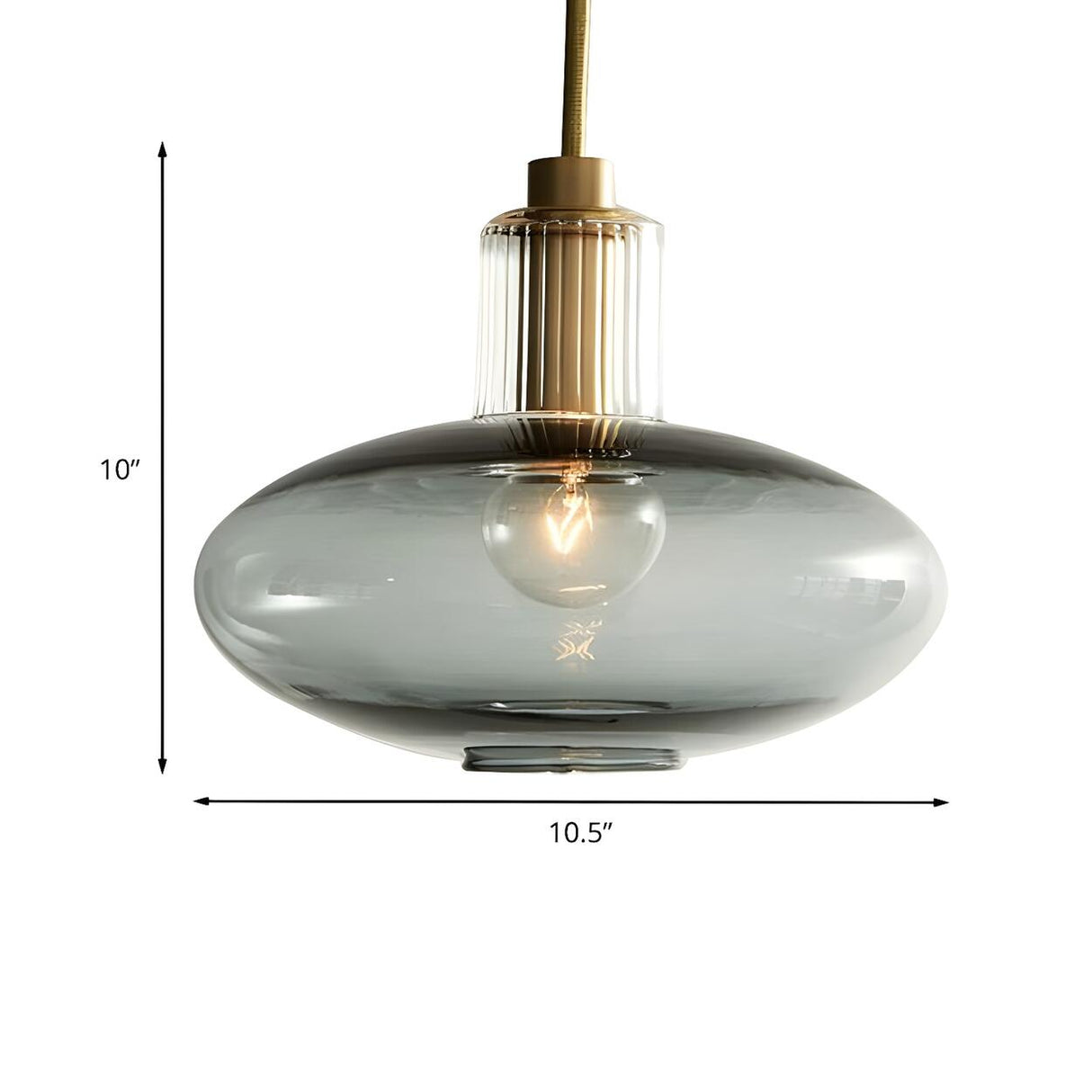 Contemporary Oval Smoky Grey Glass Bedroom Pendant Light 