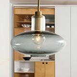 Contemporary Oval Smoky Grey Glass Bedroom Pendant Light Image - 4