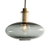 Contemporary Oval Smoky Grey Glass Bedroom Pendant Light Image - 5