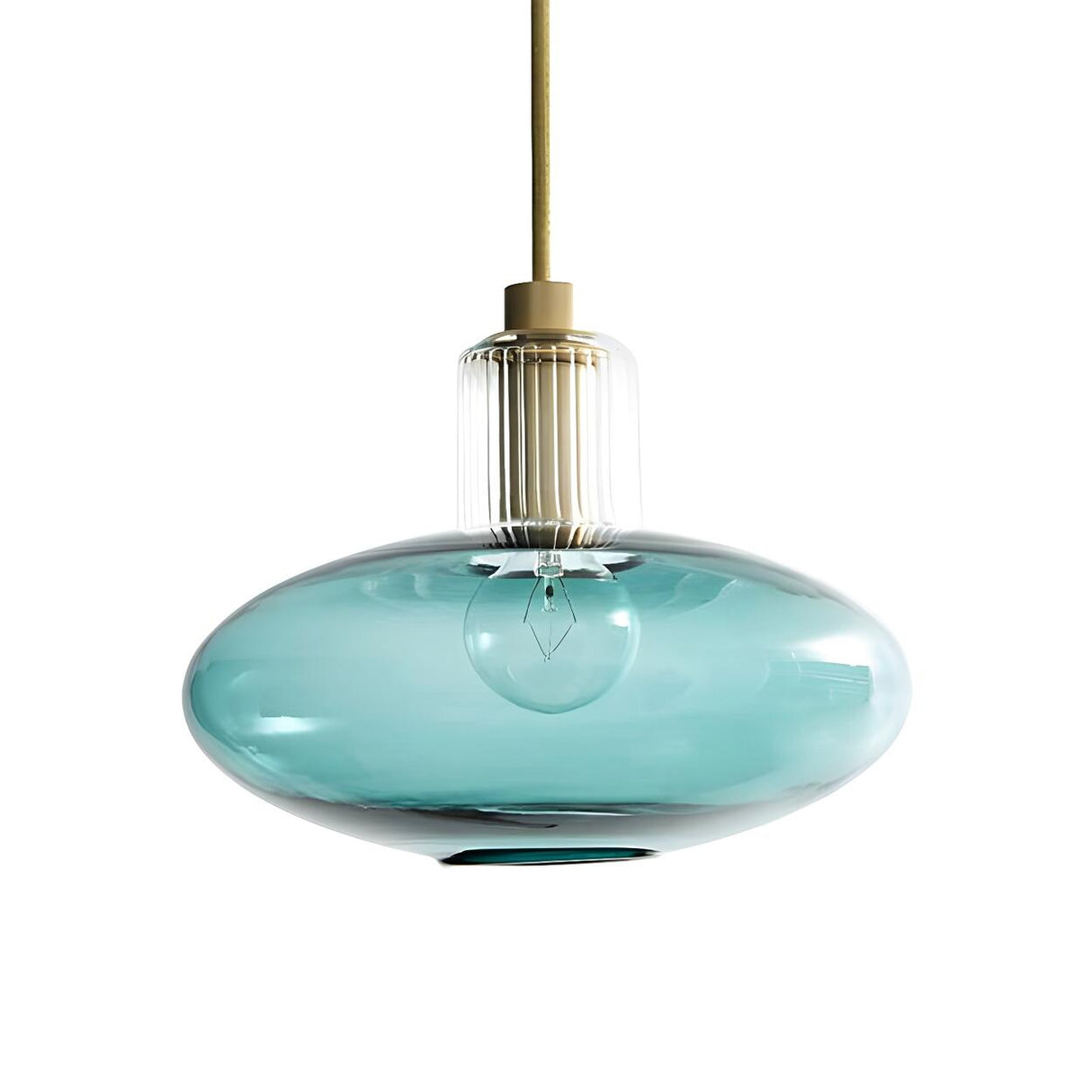 Contemporary Oval Smoky Grey Glass Bedroom Pendant Light Image - 9