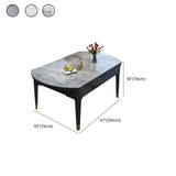 Contemporary Oval Stone Marble Dining Table Extendable Gray #size