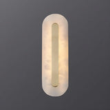 Contemporary Oval Stone White Alabaster Bedroom Wall Sconce Image - 2