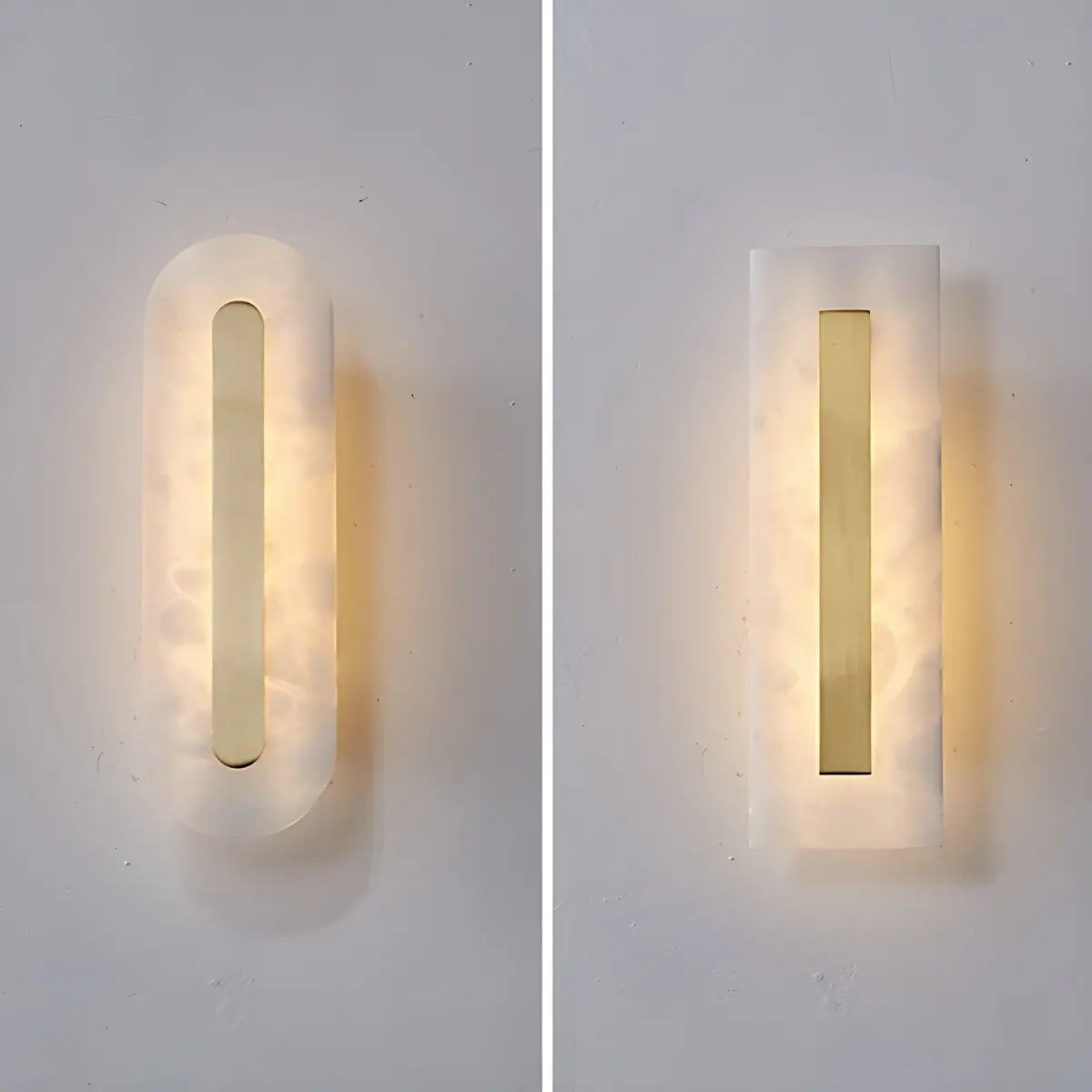 Contemporary Oval Stone White Alabaster Bedroom Wall Sconce Image - 7