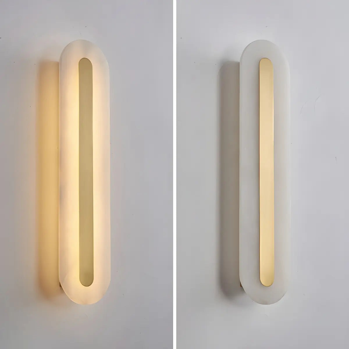 Contemporary Oval Stone White Alabaster Bedroom Wall Sconce Image - 9