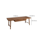 Contemporary Pine Wood Drawers H-Shape Writing Desk Image - 22