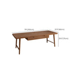 Contemporary Pine Wood Drawers H-Shape Writing Desk Image - 23