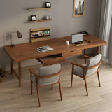 Contemporary Pine Wood Drawers H-Shape Writing Desk Image - 4