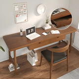 Contemporary Pine Wood Drawers H-Shape Writing Desk Image - 9