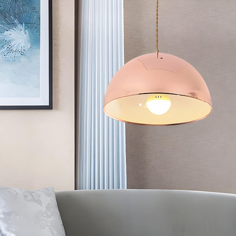 Contemporary Pink Rose Gold Dome Restaurant Pendant Light Image - 2