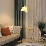 Contemporary Pleated and Arc Floor Lamp with Storage Image - 1