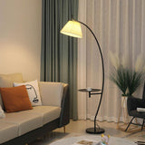 Contemporary Pleated and Arc Floor Lamp with Storage Image - 3