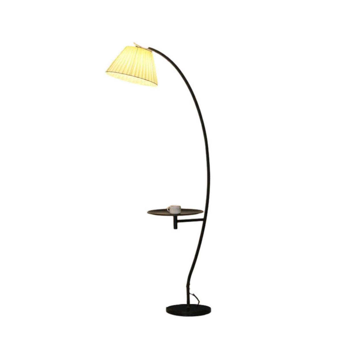 Contemporary Pleated and Arc Floor Lamp with Storage Image - 7