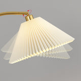 Contemporary Pleated and Marble Shelf Gold Floor Lamp Image - 12