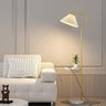 Contemporary Pleated and Marble Shelf Gold Floor Lamp Image - 3