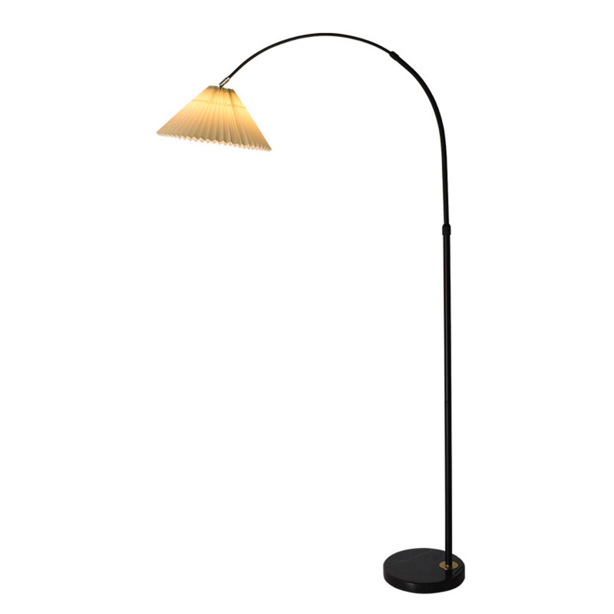 Contemporary Pleated Cone Black Arc LED Floor Lamp Image - 10