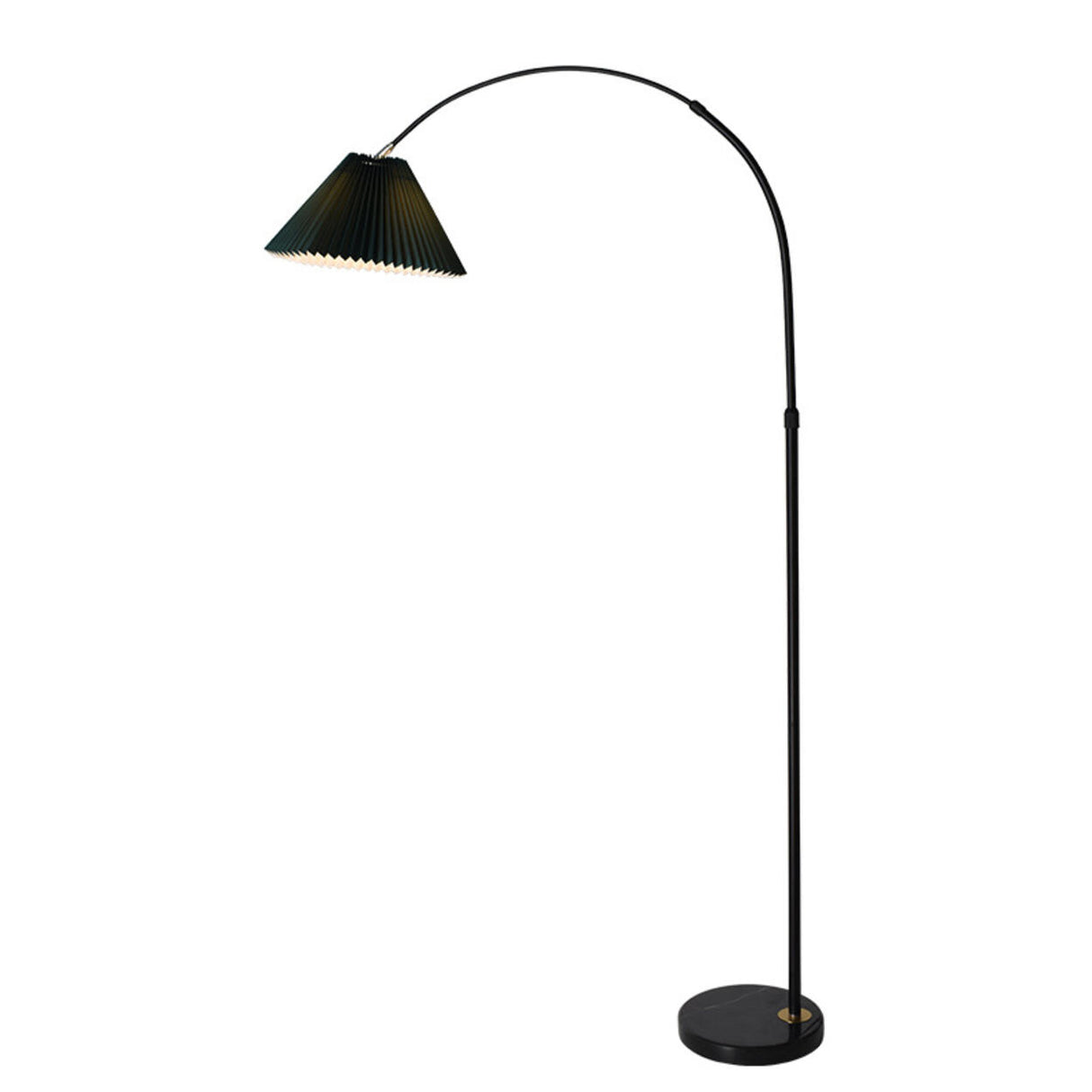 Contemporary Pleated Cone Black Arc LED Floor Lamp Image - 12