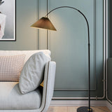 Contemporary Pleated Cone Black Arc LED Floor Lamp Image - 13