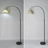 Contemporary Pleated Cone Black Arc LED Floor Lamp Image - 16