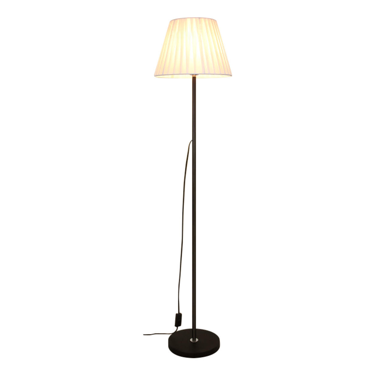 Contemporary Pleated Shade Black Column Floor Lamp Image - 9