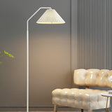 Contemporary Pleated Shade Black Metal Floor Lamp Image - 11