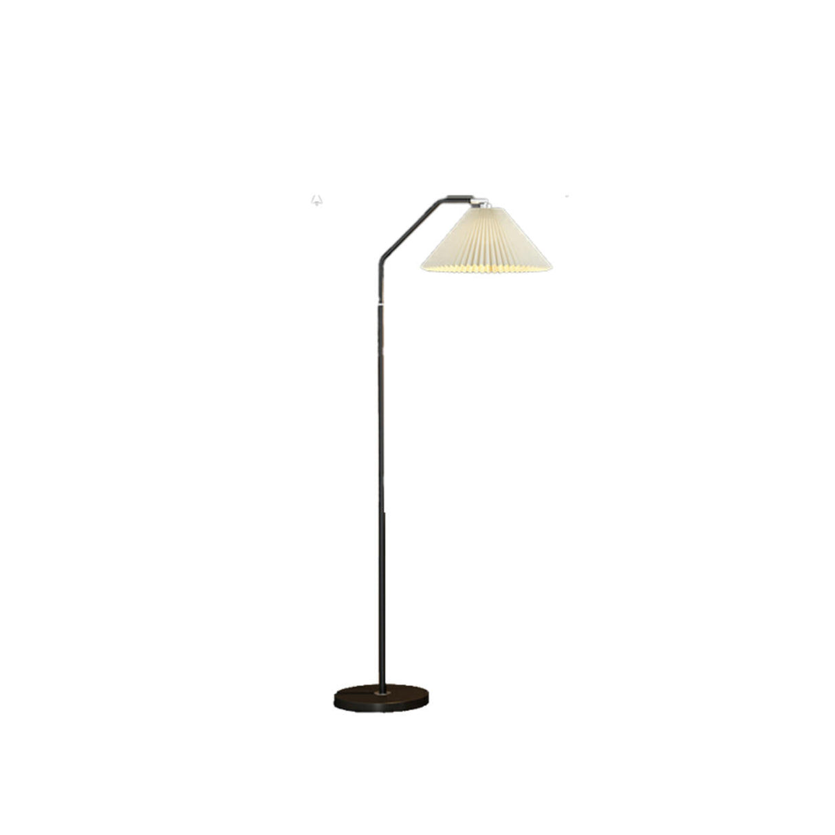 Contemporary Pleated Shade Black Metal Floor Lamp Image - 5