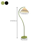 Contemporary Pleated Shade Green Curved Floor Lamp #size