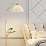 Contemporary Pleated Side Table Metal Floor Lamp Image - 4