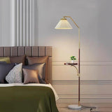 Contemporary Pleated Side Table Metal Floor Lamp Image - 6