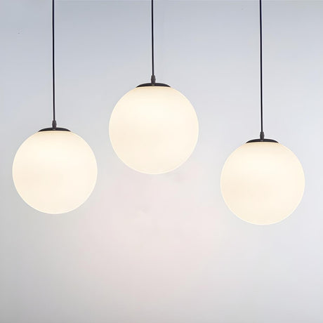 Contemporary Polish Glass White Globe Pendant Light Image - 1