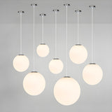 Contemporary Polish Glass White Globe Pendant Light Image - 10