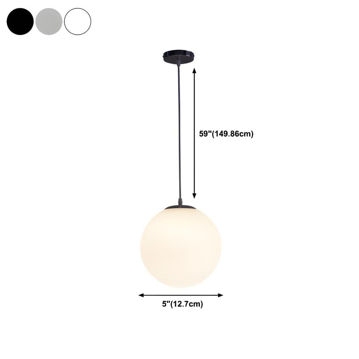 Contemporary Polish Glass White Globe Pendant Light 