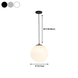 Contemporary Polish Glass White Globe Pendant Light #size